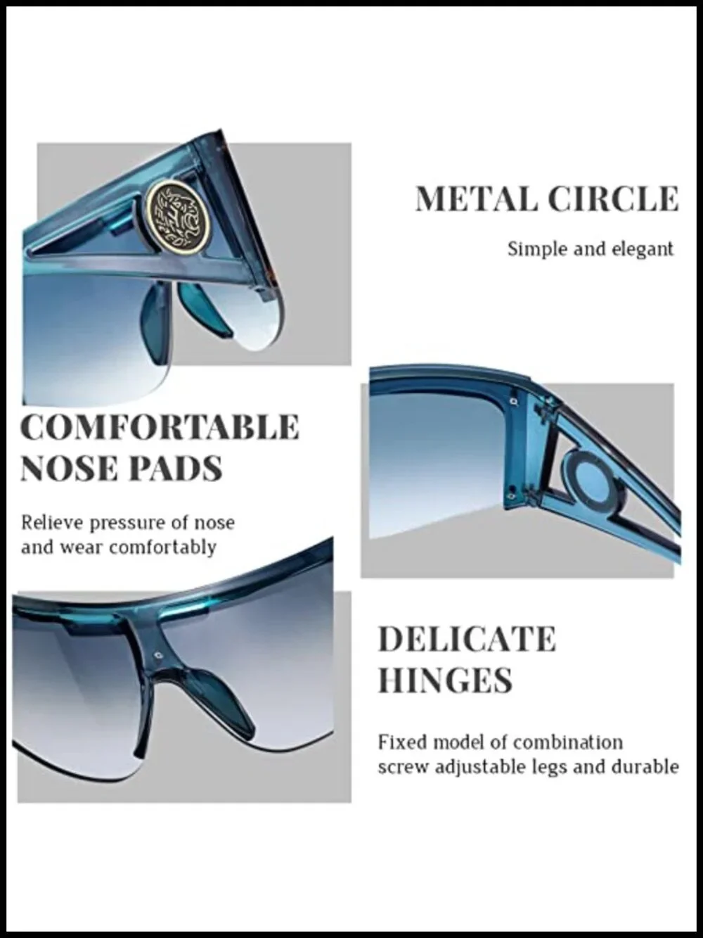 Wrap Shield Sunglasses for Cycling Driving UV400 Protection Oversized Unisex